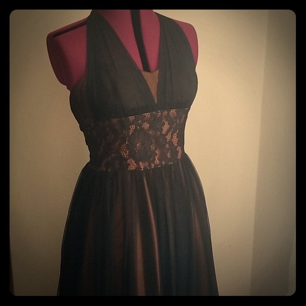 Vintage Pinup Halter  lace Satin Dress Cocktail